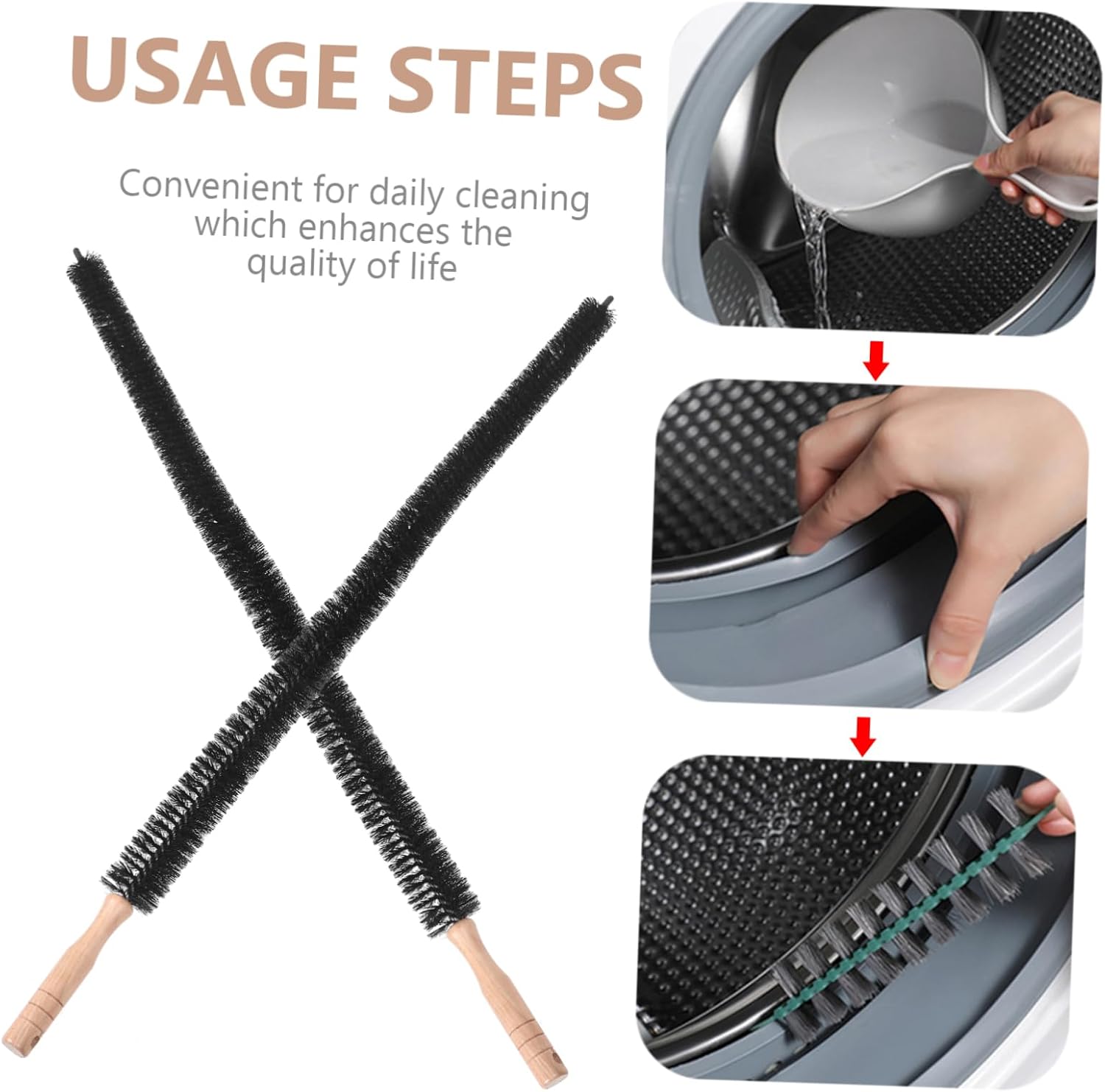 Handle Brush Dryer Cleaner for Washing Machine Dryer Vent Refrigerator Coil Soft Bristle Cleaning Brush