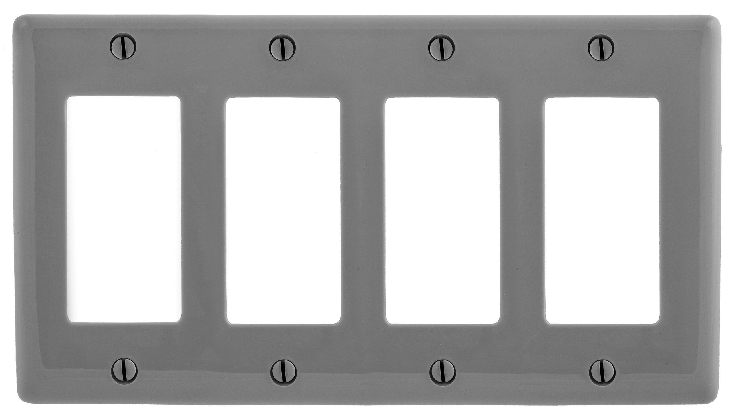 Bryant Electric NPJ264GY Wallplate, Nylon, Mid-Sized, 2-Gang, 2 Decorator/GFCI, Gray