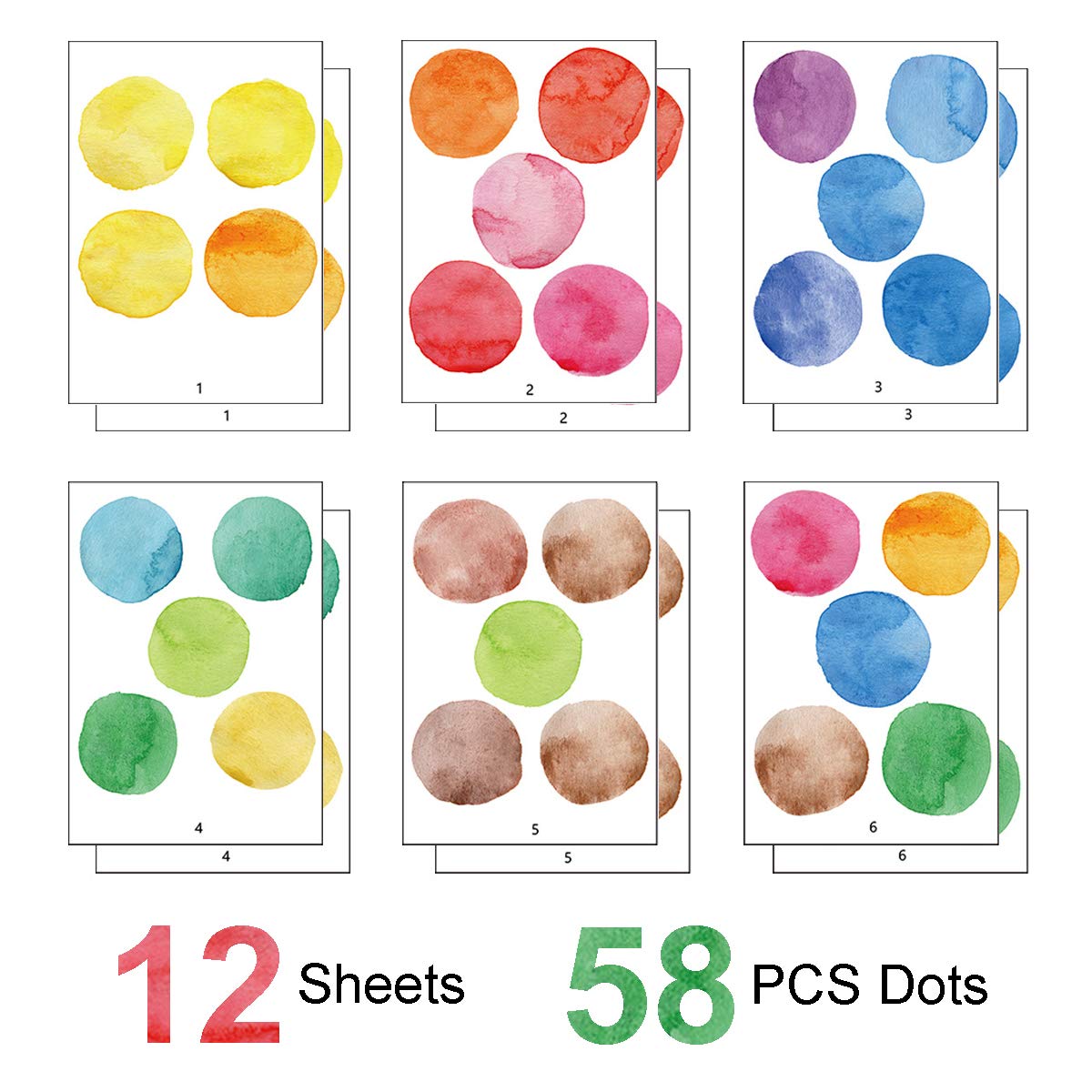 296-Pack Colorful Dot Wall Decals - Watercolor Circle Removable Stickers For Bedroom, Nursery, Office 2 thumbnail image