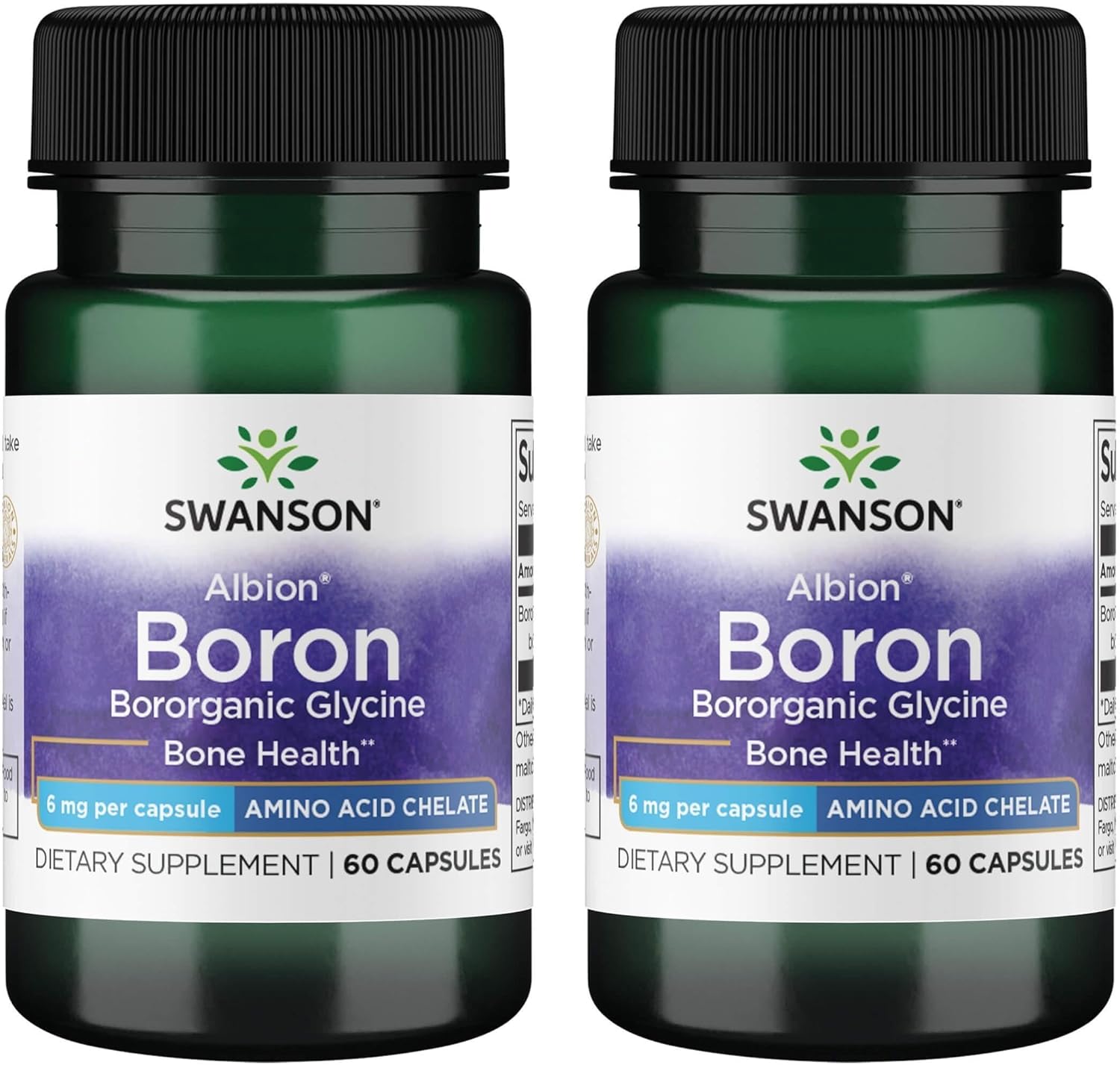Swanson Boron from Albion - Boroganic Glycine Supplement Supporting Joint Health & Bone Health - High Absorption Formula May Support Overall Balance - (60 Capsules, 6mg Each) (4 Pack)