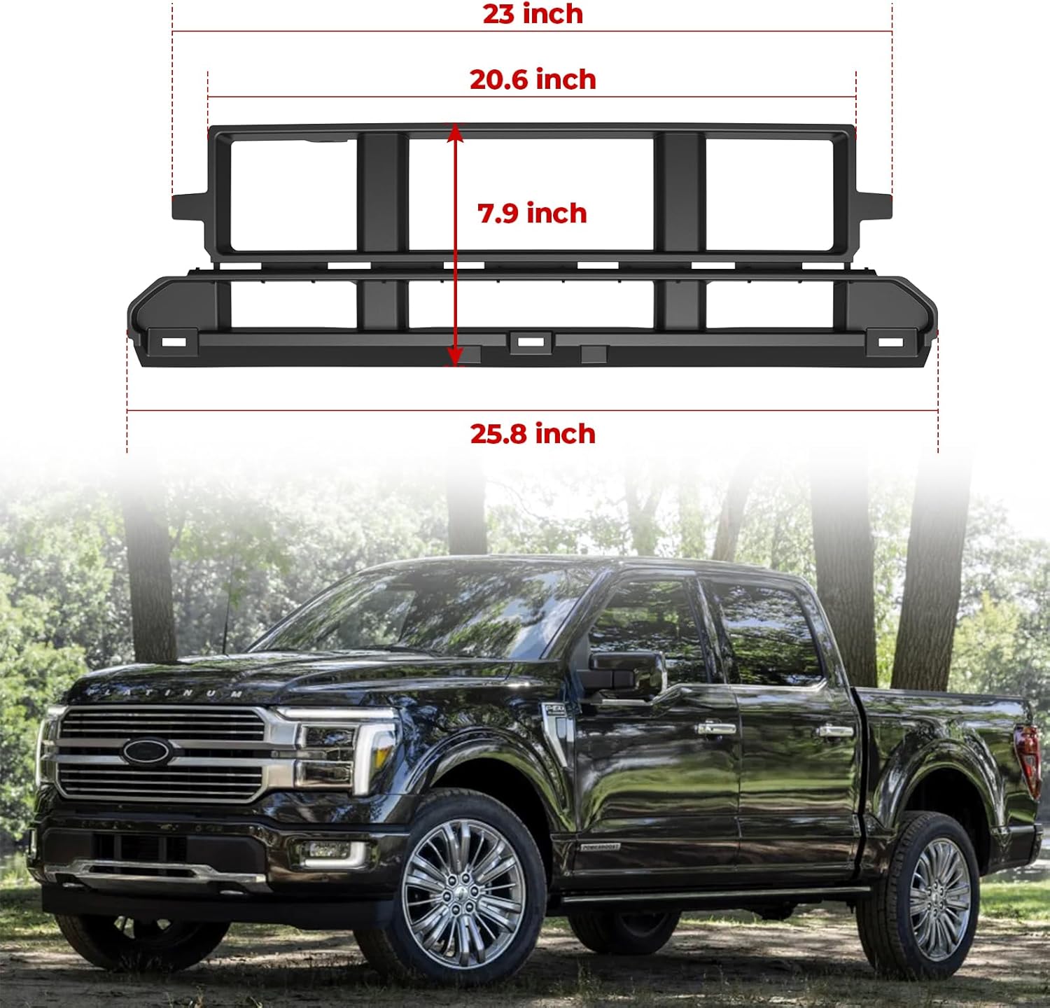 Front Bumper Grille for Ford F150, Front Lower Center Bumper Cover Mesh Grill Trim Spacer Panel Insert for 2024 2025 Ford F150 XL STX XLT TREMOR LARIAT King Ranch Platinum Accessories
