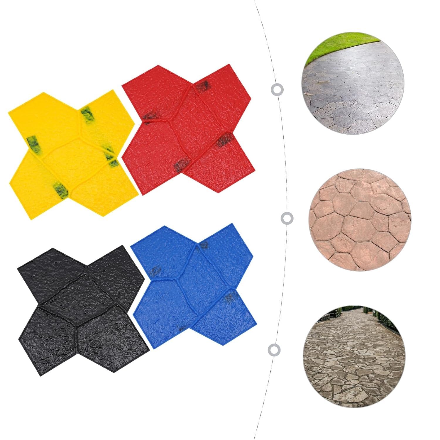 4 tappetini per timbri in cemento, 59 x 59 cm, stampo per calcestruzzo, pelle testurizzata in poliuretano, tappetino realistico in ardesia, per pareti e pavimenti, quattro colori