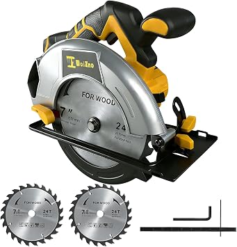 Cordless Circular Saw 7-1/4-Inch Compatible with DeWalt 20V Battery,Brushless Electric Circular Saw with Laser Guide, 2 Blades for Wood, Plastic, Soft Metal Battery Not Included