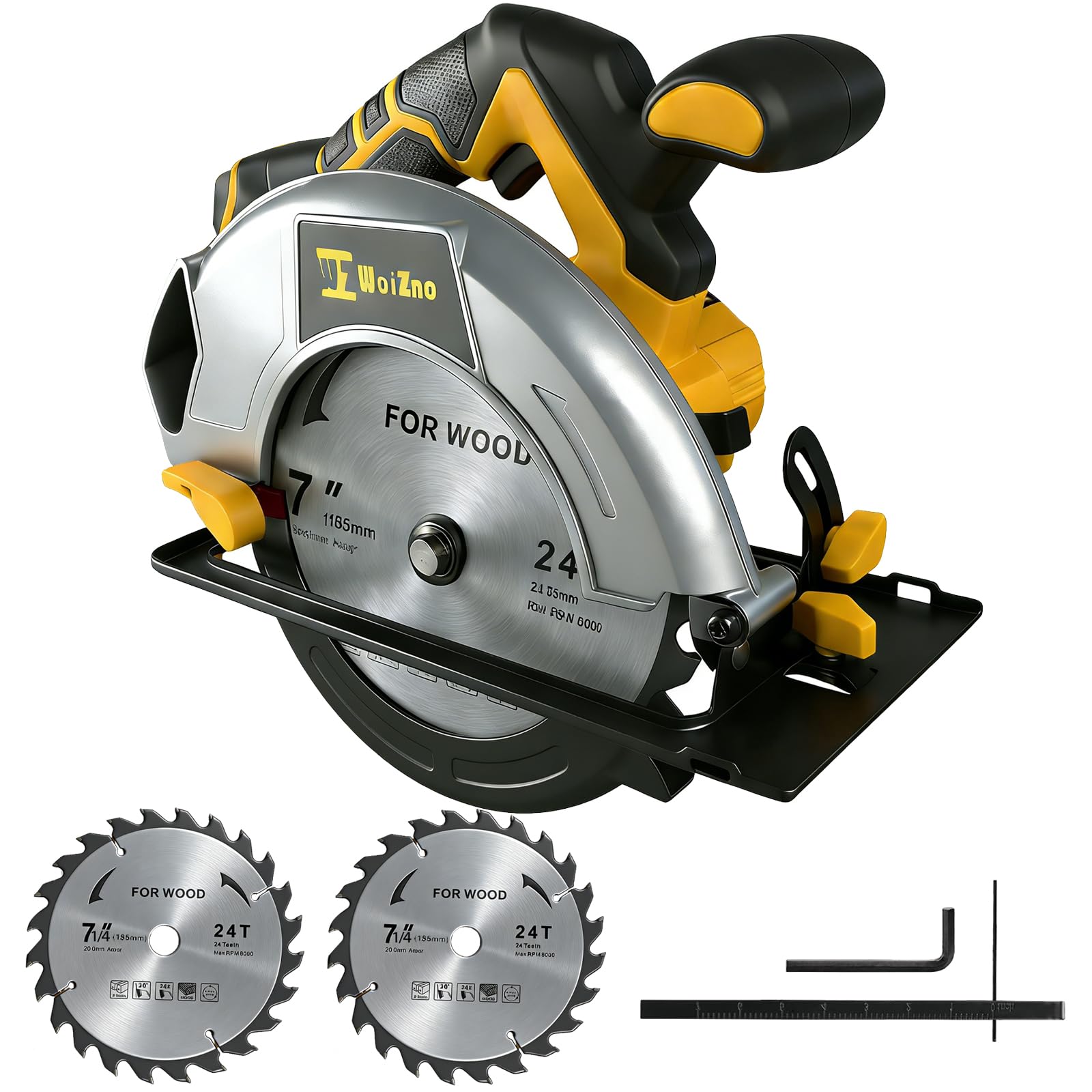 Cordless Circular Saw 7-1/4-Inch Compatible with DeWalt 20V Battery,Brushless Electric Circular Saw with Laser Guide, 2 Blades for Wood, Plastic, Soft Metal (Battery Not Included)