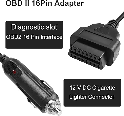 Miniatura 2 de YACSEJAO Cable OBD2 hembra a encendedor de cigarrillos OBDII Vehículo ECU Emergencia Memory Saver Cable de fuente de alimentación para 12 V CC,
