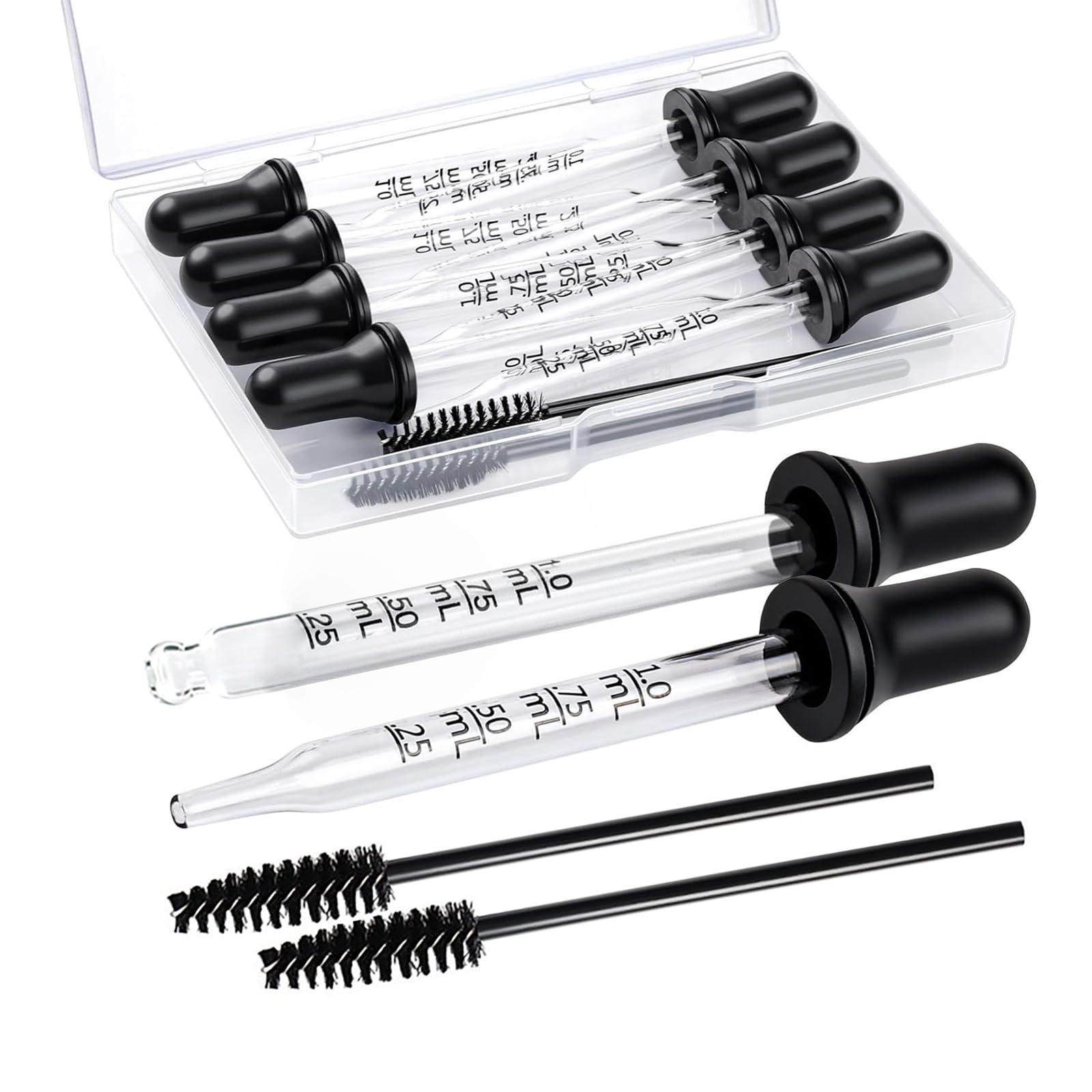 hogtnd Reusable Liquid Dropper, Accurate Measurement, Straight Tip, Essential Oil, Glass Pipettes Dropper with Brush, Glass Dropper with Brush