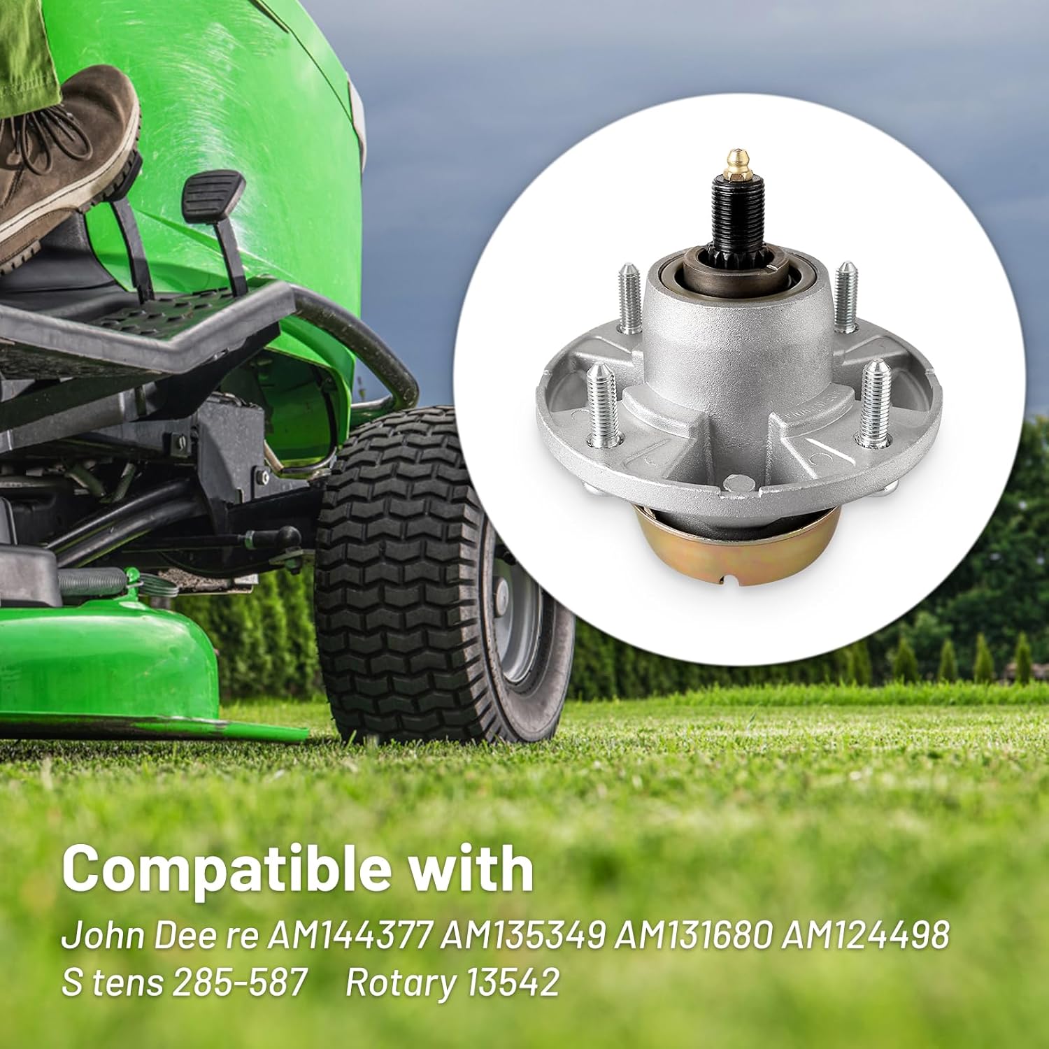 AM144377 Deck Spindle Assembly Fit for John Dee re Mower, AM124498 Spindle Compatible with John Dee re X530 X300 X540 Z425 LT133 LT155 LT166 LX280 Mower, Replace AM135349 AM131680 AM144377, 3 Pack