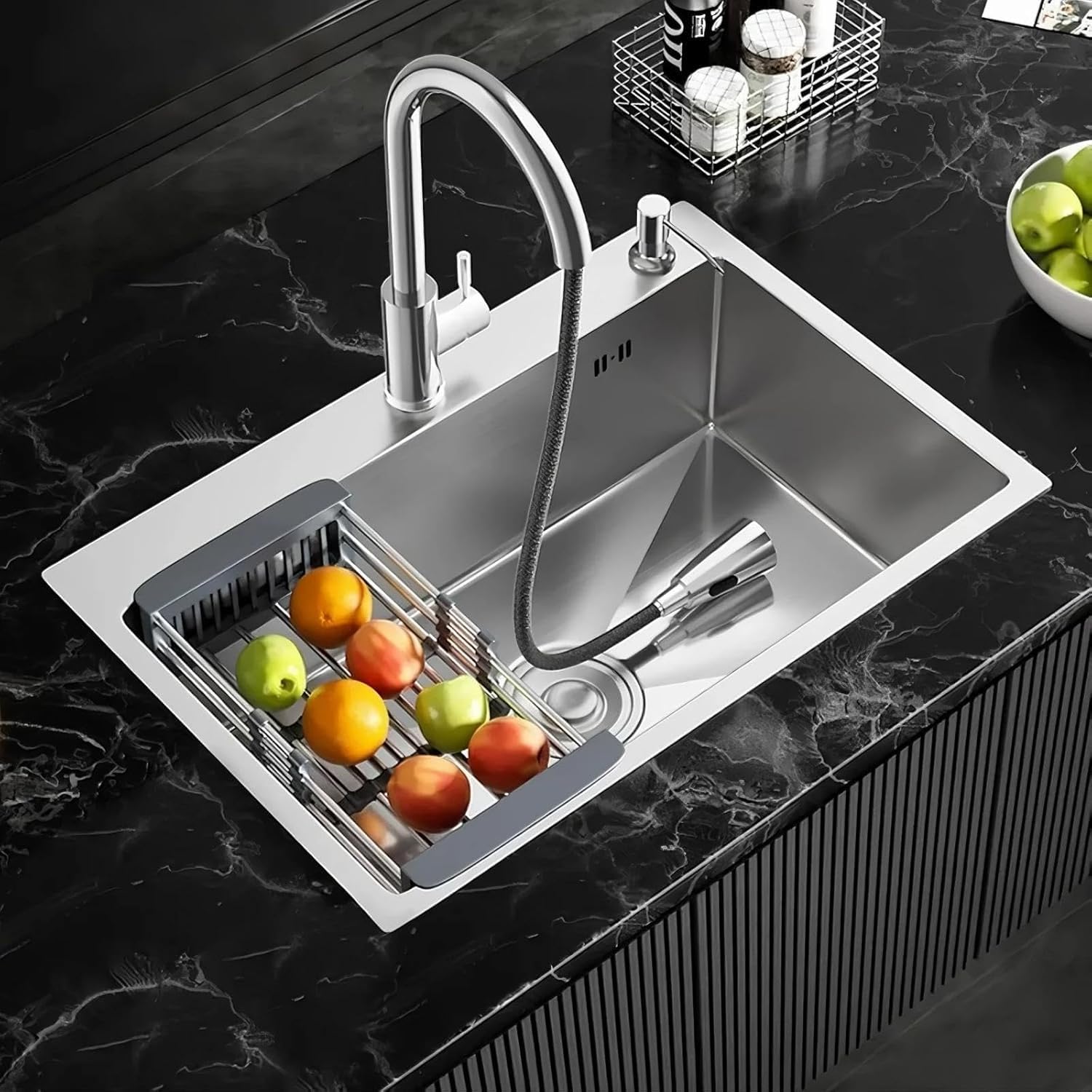 30-inch Single Bowl Workstation Kitchen Sink, Drop-in/Top-Mount Stainless Steel with Nano Coating & Basket Strainer, 30"x18"