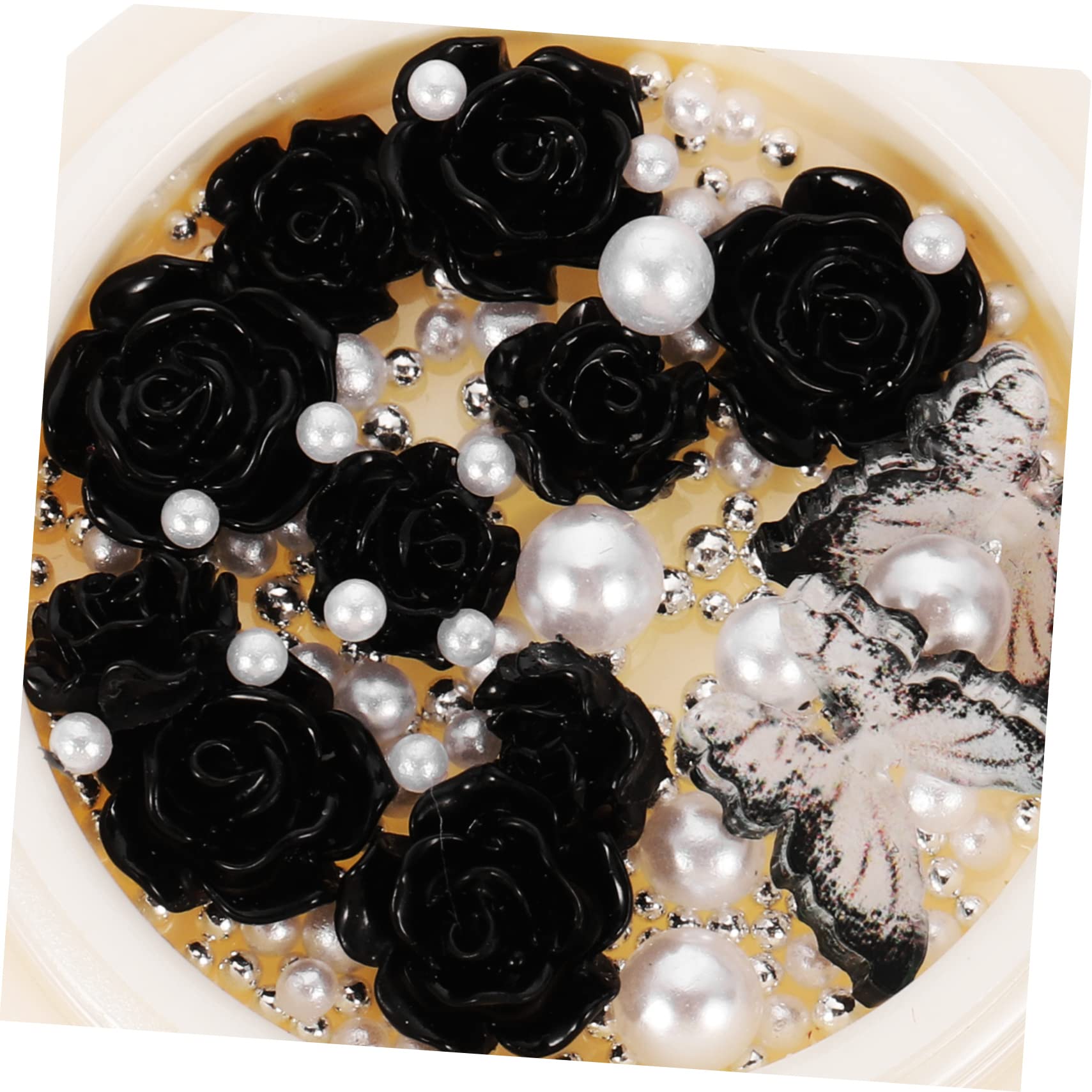 SHERCHPRY 5 Set Shinestone Di Nera Strass Ciondoli Per Unghie Decorazioni Unghie Shinestones Di Nail Art Gemme E Gioielli Incantesimi Unghie Di Rinestone Di Fiori Resina 4 Scatole*5