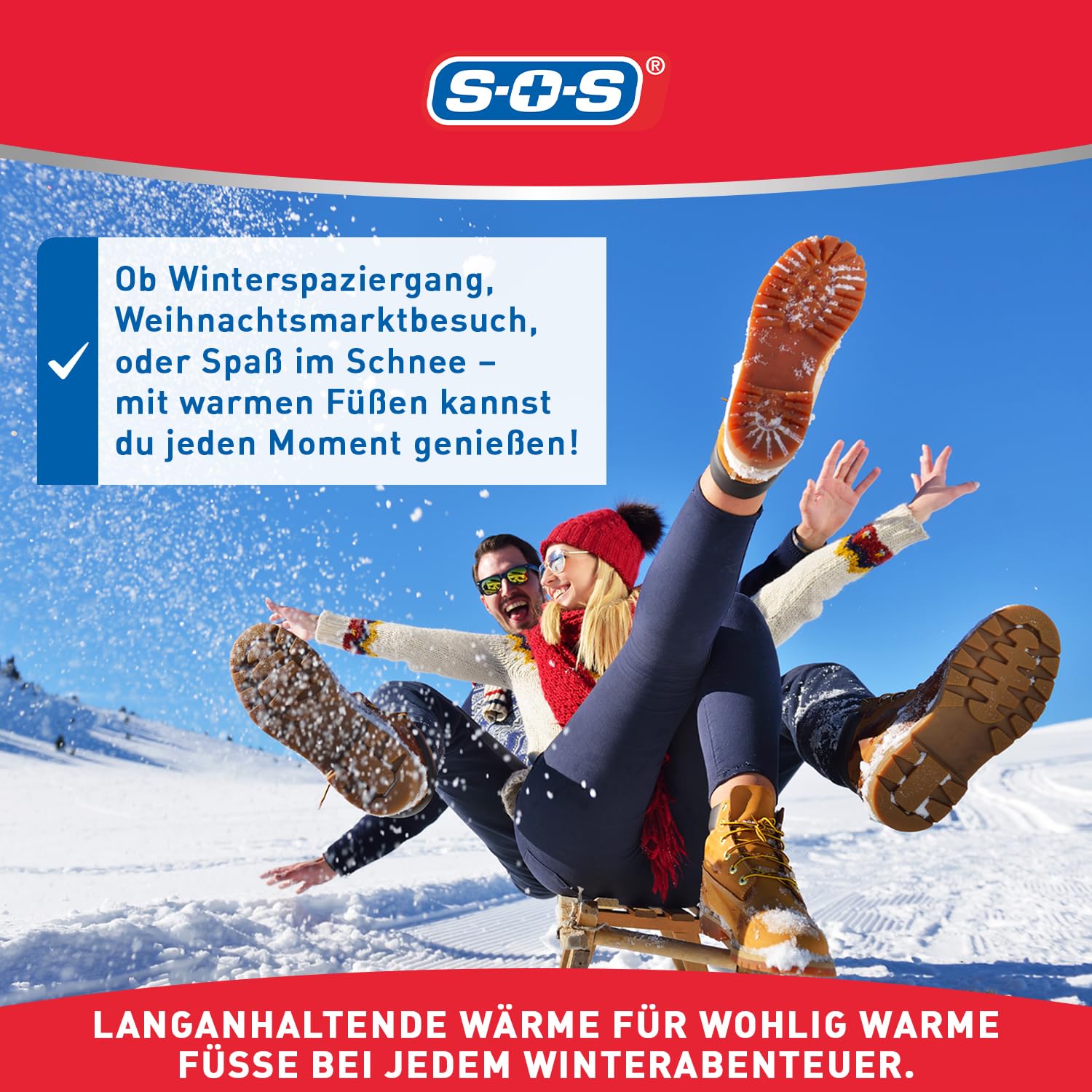 SOS Zehen-Fußwärmer – Wärmepads für bis zu 12 Stunden Wärme – für alle Schuhgrößen – haftet zuverlässig auf der Socke – ideal für Spaziergänge, Wintersport & kalte Tage