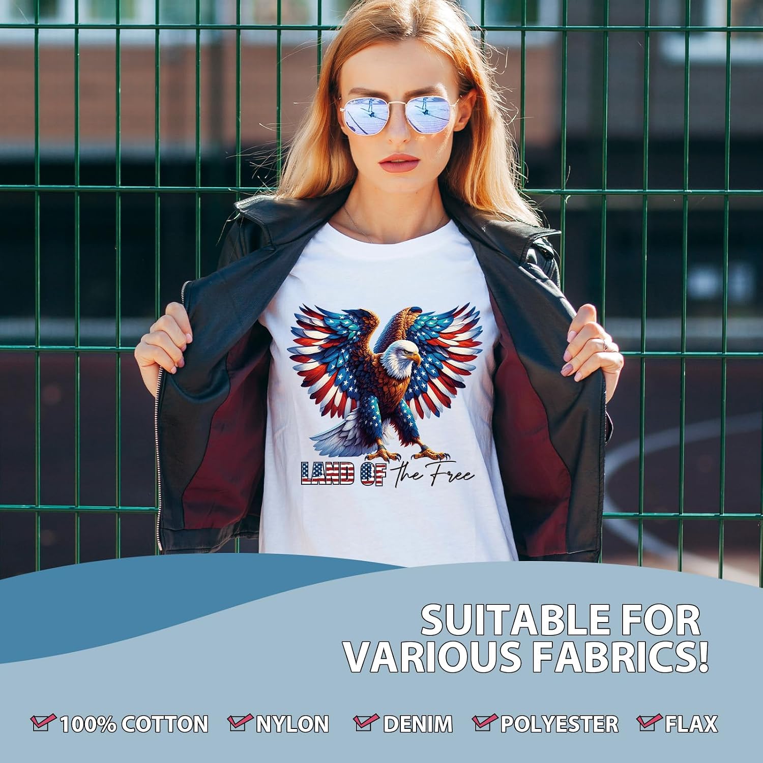 Bald Eagles Iron on Transfer - 12Pcs Dtf Transfers Ready to Press, American Birds Flag Iron on Decals Patches for Tshirts, Independence Day 4th of July Patriotic Heat Transfer for DIY Clothes