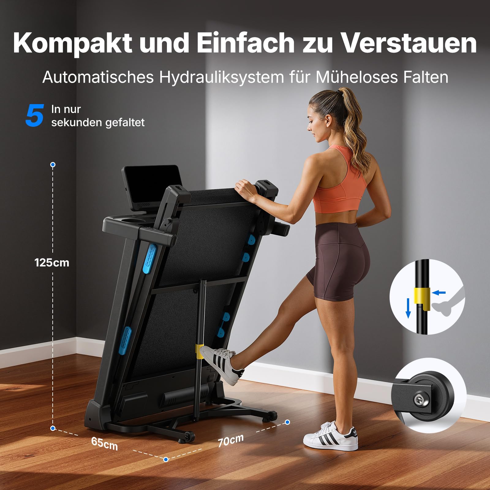 MERACH Laufband Für Zuhause mit Steigung, 0%-18% Automatische Neigung, 8.5km/h12km/h/14km/h Laufband Klappbar, Walking Pad, Treadmill for Home Max 136KG/159KG, 42 * 108CM/46 * 120CM, Laufbänder APP