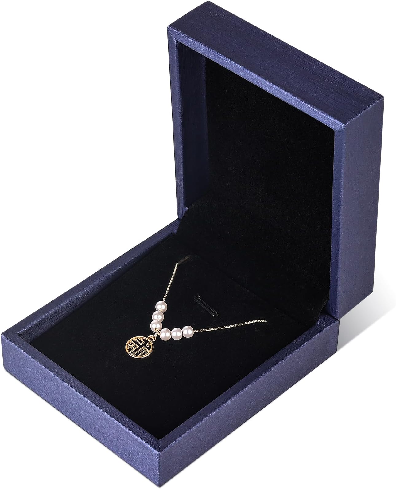 VU100 Brushed PU Leather Jewelry Storage Box, Blue (4