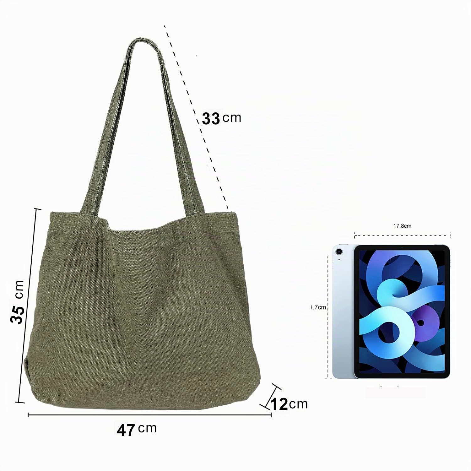 Etercycle Sac fourre-tout en toile pour femme - Style décontracté - Grande capacité - Avec poche intérieure - Pour l'école, le shopping, le travail, les voyages
