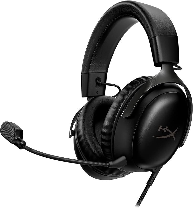 Headset Gamer HyperX Cloud III – Compatível com PC, PS5, Xbox Series X|S, Drivers Angulados de 53mm, Áudio DTS, Microfone de 10 mm, USB-C, USB-A, Fio