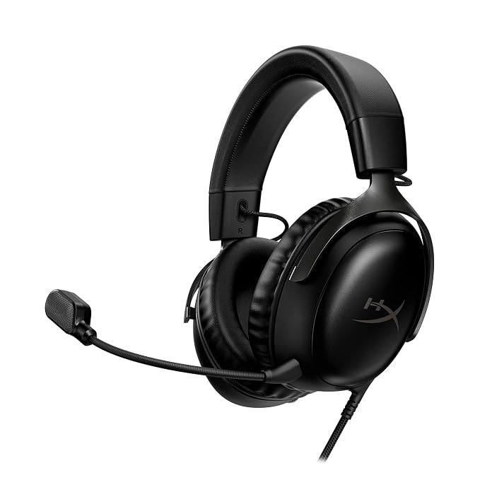 HyperX Cloud III Over Ear Wired Gaming Headset, PC, PS5, Xbox Series X|S, Angled 53Mm Drivers, DTS, Memory Foam, Durable Frame, Ultra-Clear 10Mm Mic, USB-C, USB-A, 3.5Mm Black (727A8AA)