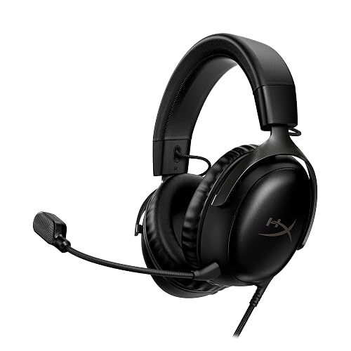 HyperX Cloud III – Wired Gaming Headset, PC, PS5, Xbox Series X|S, Angled 53mm Drivers, DTS Spatial Audio, Memory Foam, Durable Frame, Ultra-Clear 10mm Mic, USB-C, USB-A, 3.5mm – Black - Gen 3 - Black