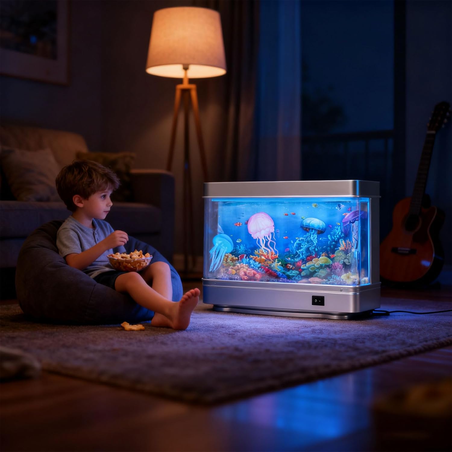 Simulation Floating Jellyfish Aquarium USB Desk Lamp LED Light for Home Decor Bedroom Realistic Fishtanks Lighting