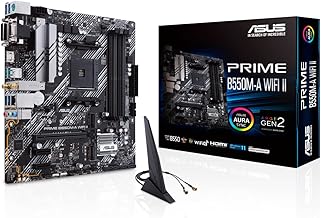ASUS PRIME B550M-A WIFI II, AMD B550, AM4, Micro ATX, 4 DDR4, VGA, DVI, HDMI, Wi-Fi, PCIe4, 2x M.2