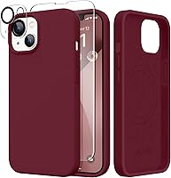 Vista 185 de GONEZ Funda de silicona para iPhone 14 Pro Max, compatible con MagSafe, con protector de pantalla + protector de lente de cámara, silicona líquida a