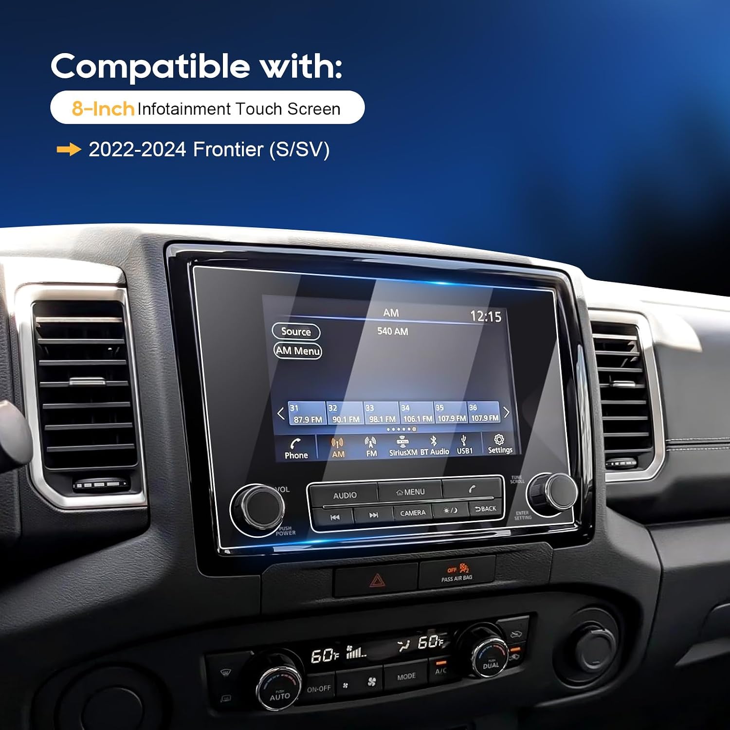 LFOTPP For 2024 Nissan Frontier Screen Protector - (2PCS) 2022-2024 Frontier (S/SV) 8 Inch Touchscreen [Nano Film] 2022-2024 Frontier Accessories Anti Scratch HD Touch Sensitive*