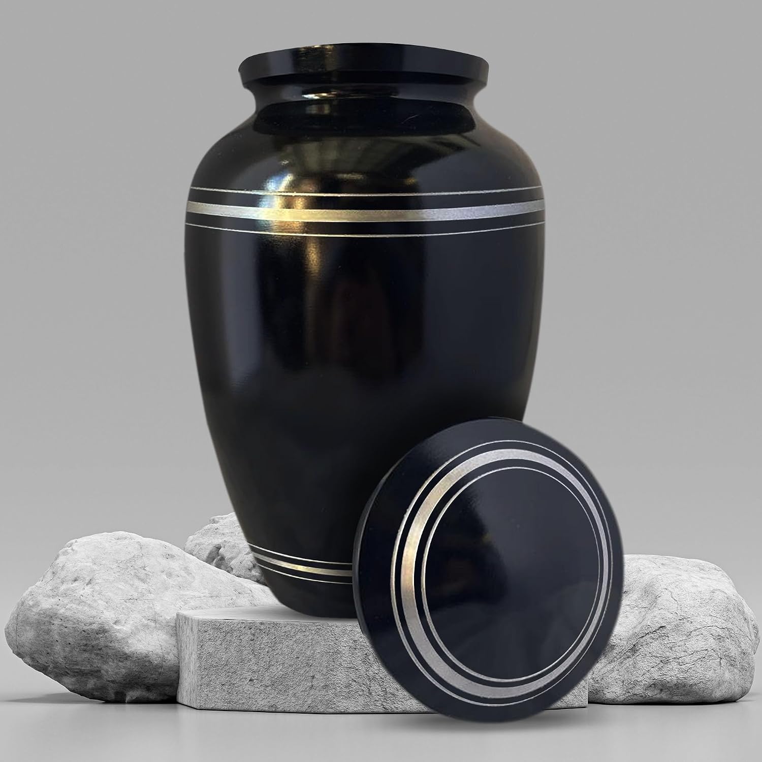 Personalized Human Cremation Urn for Adult Ashes Men & Women - Engraved Aluminum Urn with Name & Humorous It's Pretty Dark in Here Design - Vessel for Human Remains Up to 200 Lbs | Polished Silver Rim