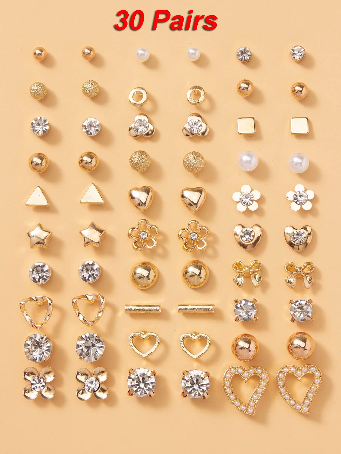 Shining Diva Fashion 30 Pairs Earrings Combo Set Latest Stylish Crystal Pearl Earrings for Women and Girls (14783er)