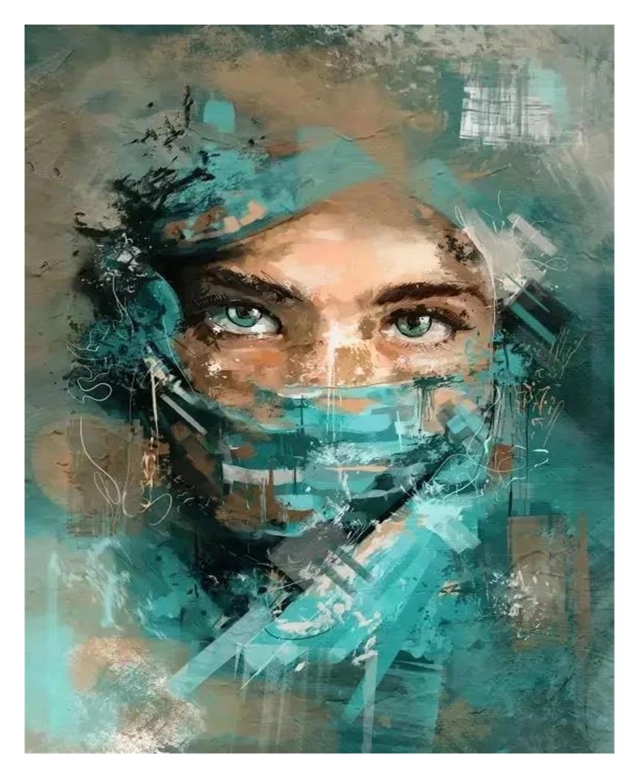 Affiches et imprimés graffiti de portrait de femme sur toile 40x50