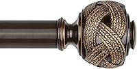 USFOOK Bronze 7/8 Inch Telescoping Splicing Curtain Rod 48-84 Inch with Leaf Finials - Adjustable Drapery Rod for Windows