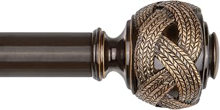 USFOOK Bronze 7/8 Inch Telescoping Splicing Curtain Rod 48-84 Inch with Leaf Finials - Adjustable Drapery Rod for Windows