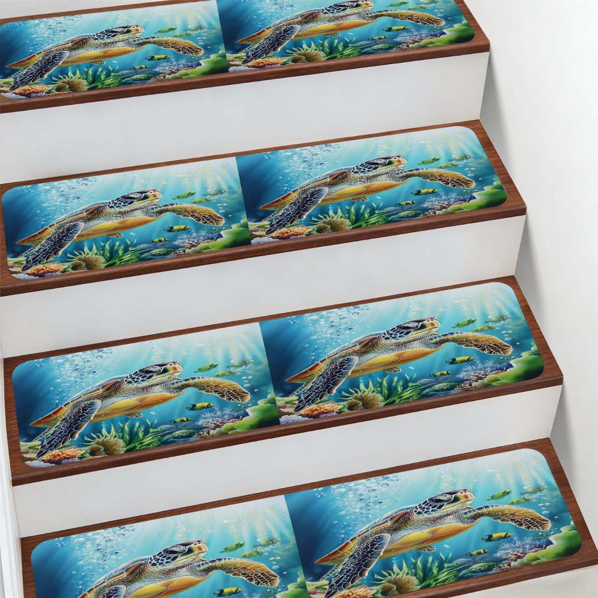 Alfombras de peldaños de tortugas marinas para decorar escaleras interiores