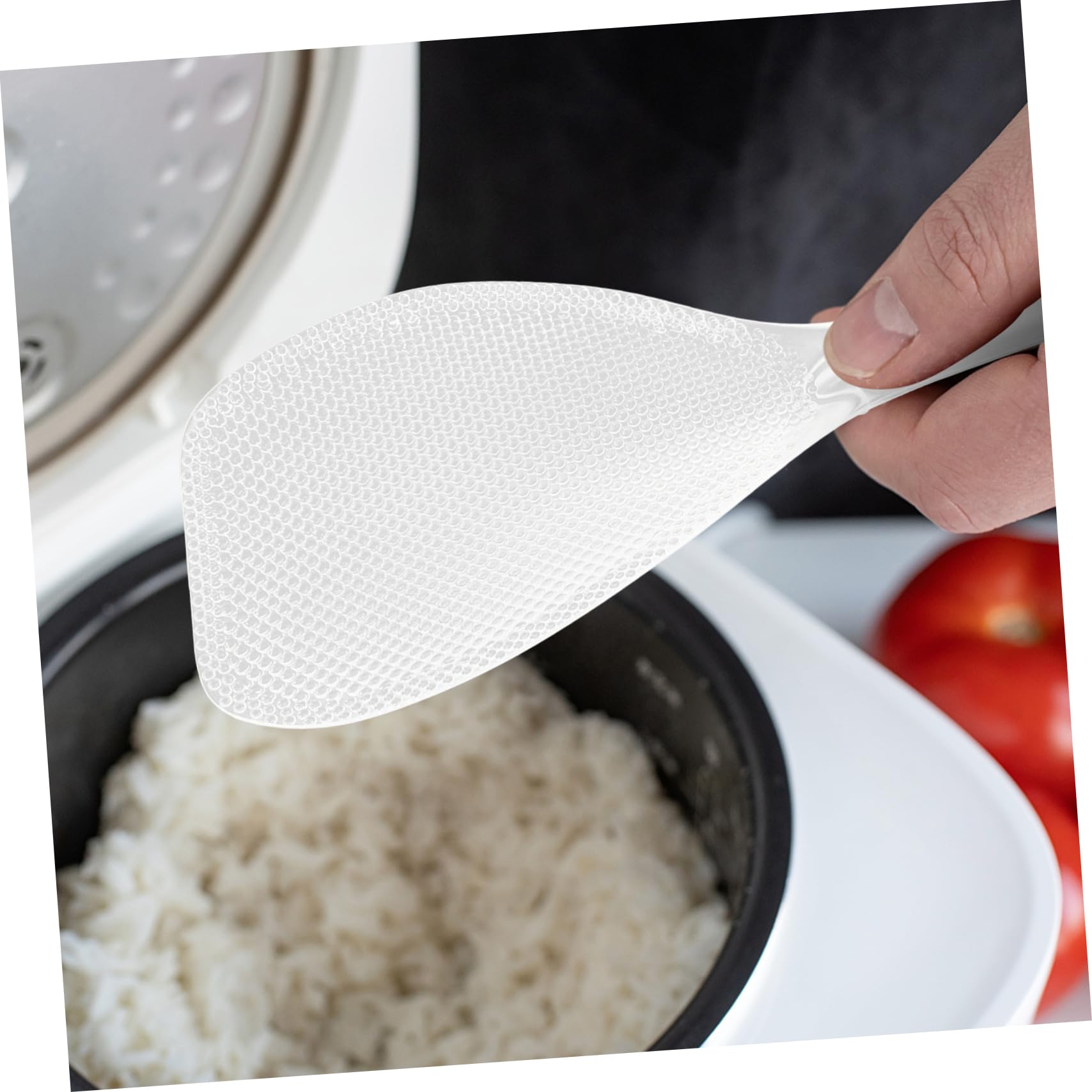 BEBEMOKO Non Stick Household Rice Spoon Heat Resistant Transparent Rice Paddle for Easy Serving and Cooking Comfortable Grip and Porridge Kitchen Utensil