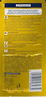 Balea Milk and Honey Mask with Instant Effect - Mask with Macadamia Nut Oil, Almond Milk and Acacia Honey 8 pcs x 8 ml, Germany