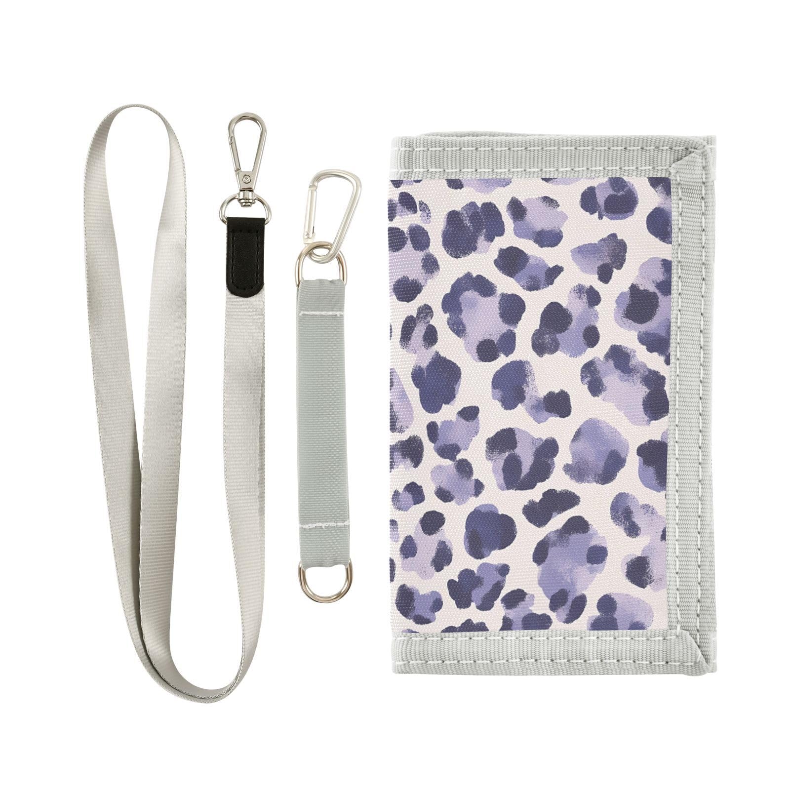 zyrtty Kids Wallets for Boys Girls Ages 4-18 Trifold, Leopard Print Purple Pattern Wallet with Zippered Coin Pocket and Card Holders, Novelty Wallet for Childrens Birthday Gifts