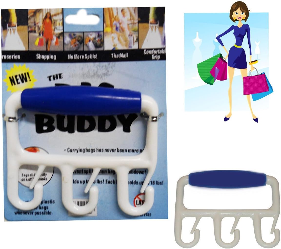 COSMALL@ 2 Pack Plastic Multi Shopping Bag Carrier Baggler Grip Handle 3 Hook Grocery Marketing Holder Carrier Tool