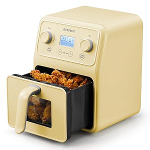 BUYDEEM F51 8-in-1 Air Fryer 4 2QT Retro Countertop Airfryer Oven with Visible Window Shake Reminder One-touch Control