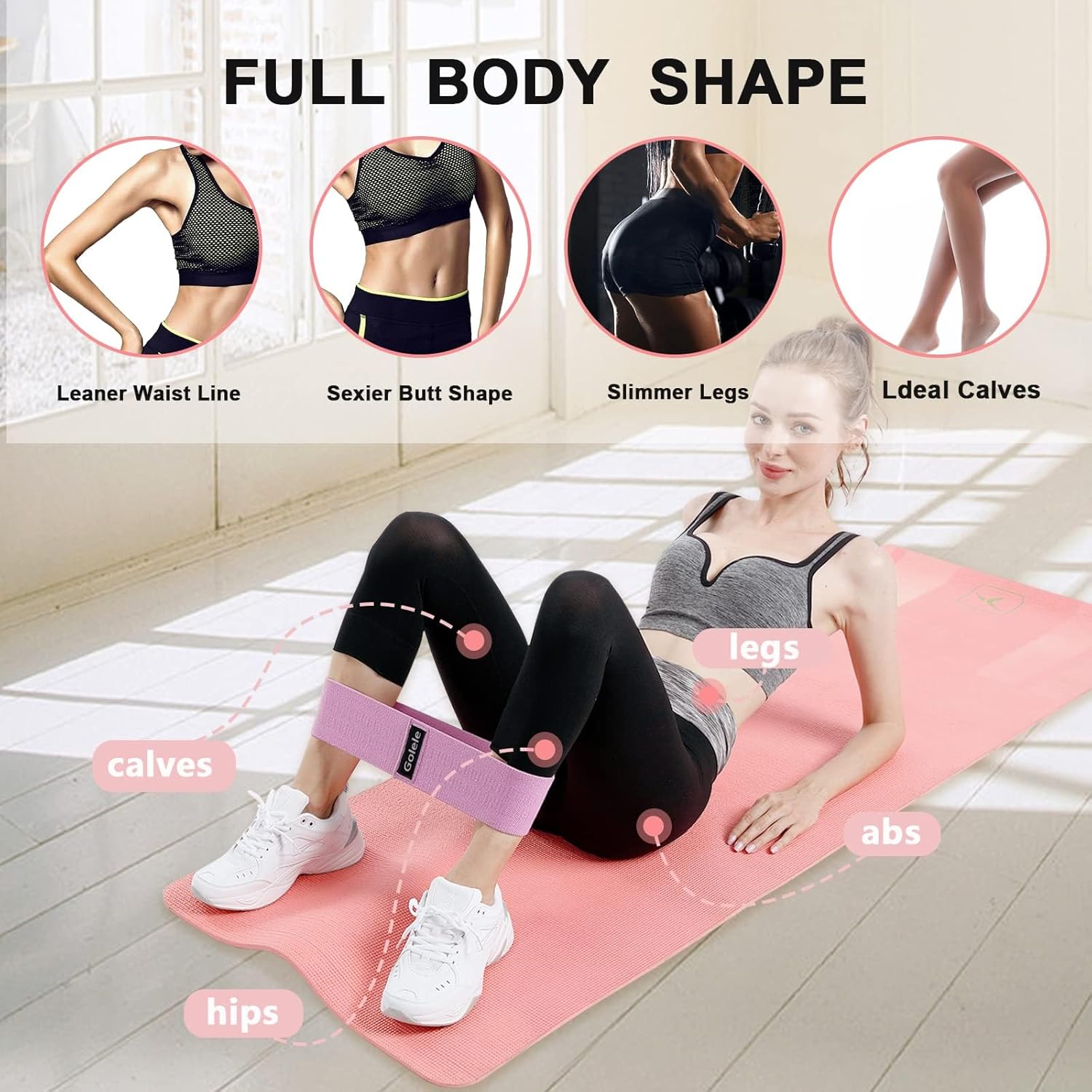 Resistance Bands for Working Out 3 Booty Bands- Light Medium Heavy Fabric Exercise Bands for Home Gym, Full Body Workouts, Legs, Hip, Glutes, Arms, Yoga, Latex Fitness Bands for Women and Men