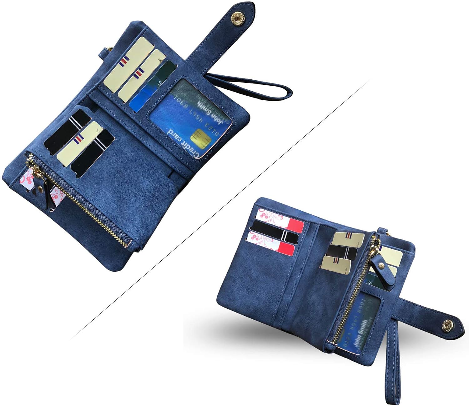PofeeXIO Womens Small Bifold Leather Wallets RFID Ladies Wristlet with Card Slots id Window Zipper Coin Purse image 5