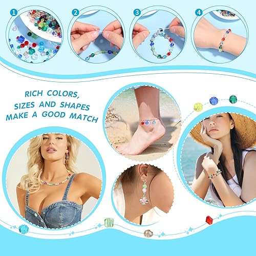 Miniatura 5 de cridoz 1710 cuentas de cristal para hacer joyas y manualidades, cuentas coloridas para pulseras, manualidades y adornos para el hogar