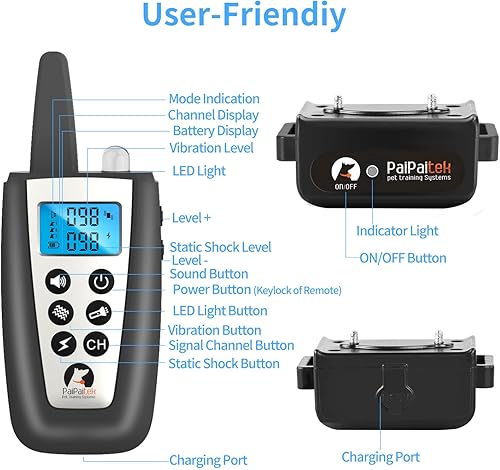 Miniatura 8 de PaiPaitek Collar automático de ladridos con control remoto para perros grandes, rango de hasta 3300 pies de alcance combinado de collar de corteza y