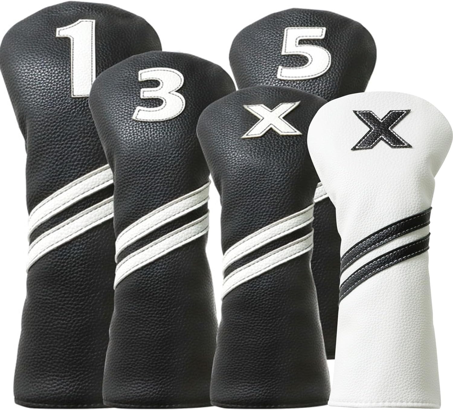 5pcs Golf Club Headcovers for Woods and Driver Fairway Hybrids for Golf Clubs Women Men