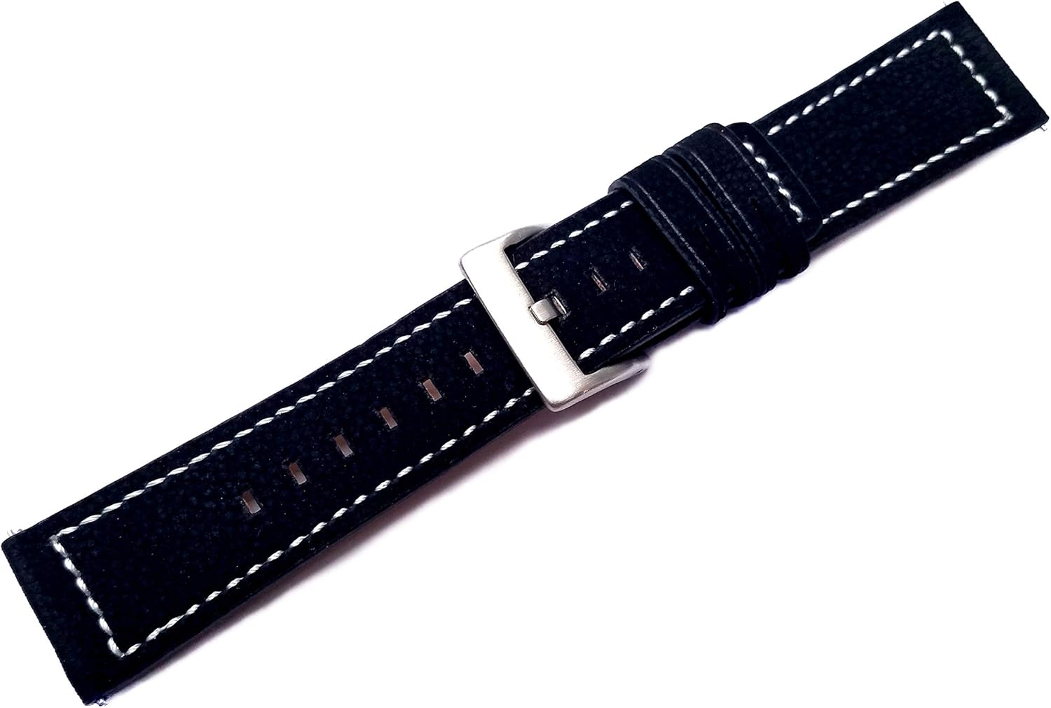 Black Suede with White Stitches Band Compatible with Fitbit Versa 2 and Versa Smartwatch Elegant Soft Leather Strap Bracelet with Quick Release Pins