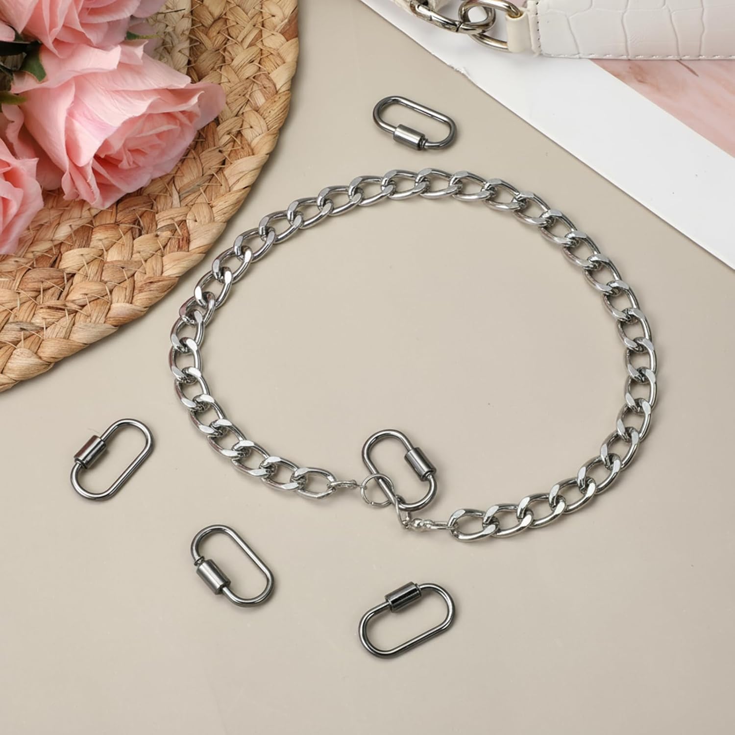 10PCS Screw Carabiner Lock Charms Black Necklace Lock Clip Keychain Clip Hook Small Locking Carabiner Oval Screw Locks Carabiners Metal Oval Keyring Holder Clasp Screws for Bracelet Jewelry Making - Image 7