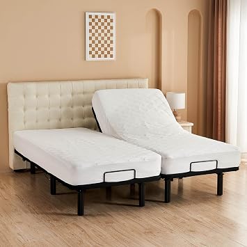 Kingnex Waterproof Split Cal King Mattress Protector Pad for Ajdustable Bed
