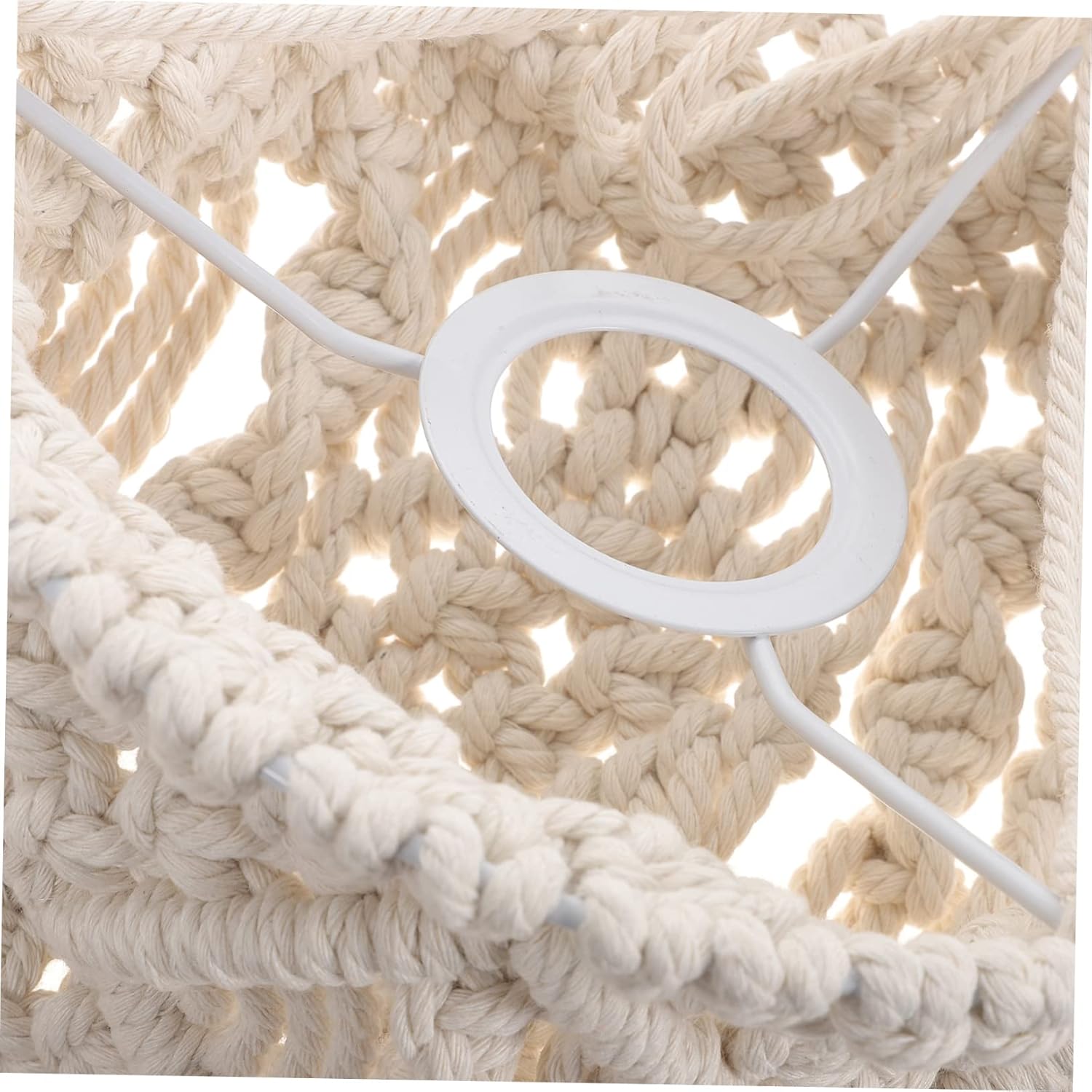 Cabilock Bohemian Macrame Lampshade Handmade Woven Ceiling Light Cover Decorative Pendant Shade for Home Bedroom Living Room Soft Warm Glow Eye-friendly Design