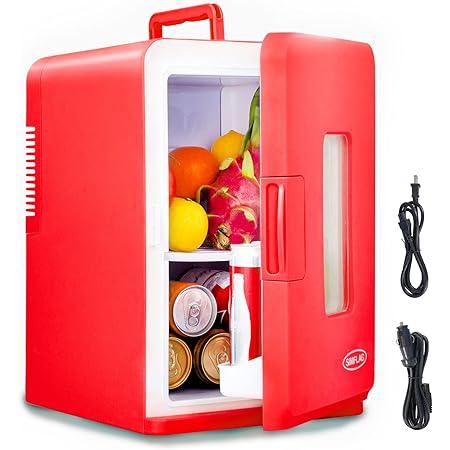 Amazon Com Simflag Mini Fridge With 15 Liter Ac Dc Portable Fridge Compact Cooler And Warmer Small Refridgerater For Bedroom Home Office Dorm Rv Travel Skin Care And Foods Storage Red Appliances