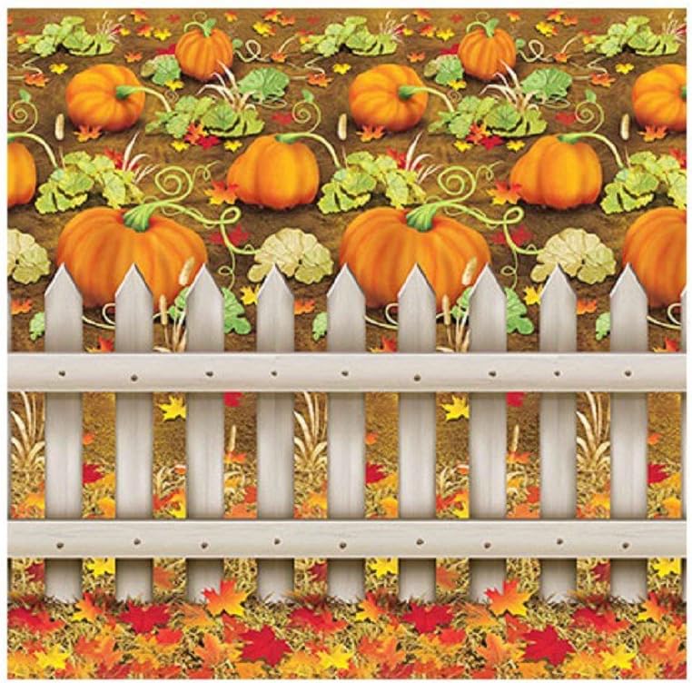Beistle Printed Plastic Autumn Pumpkin Patch Photo Booth Backdrop Fall Harvest Thanksgiving Party Decorations, 4' x 30'