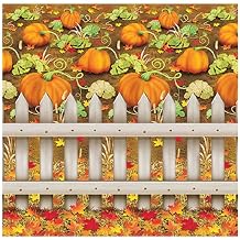 Beistle Printed Plastic Autumn Pumpkin Patch Photo Booth Backdrop Fall Harvest Thanksgiving Party Decorations, 4 x 30