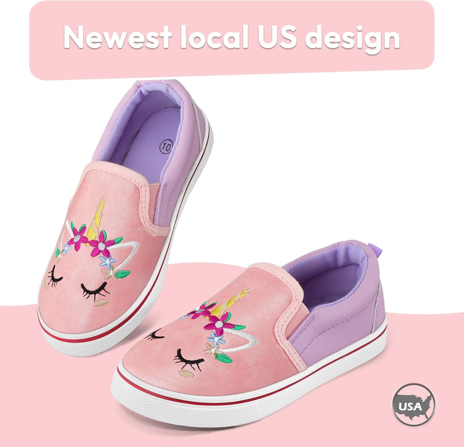 K KomForme Toddler Girls Boys Shoes Little Kids Slip on Canvas Sneakers for Running/Walking - Image 3