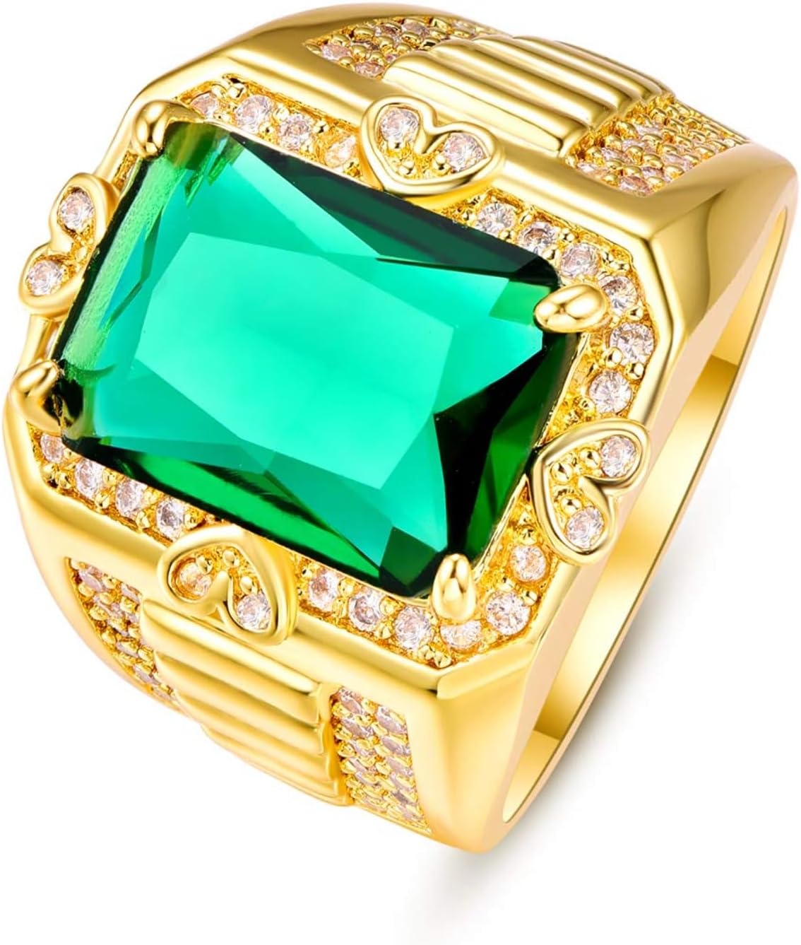 Women's Classic Gold Plated Radiant Cut Rings Band with Simulated Diamond CZ for Mom